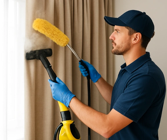 Trusted curtain steam cleaning technician Matty Curtain Cleaning drewvale QLD